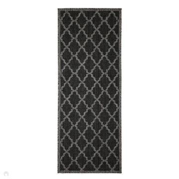 Flatweave Gel Trellis Black Runner-Melrose-Rug Love - The Most Loved Rug Store
